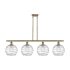 Innovations Lighting Athens 4 Light 48" Wide Linear Pendant Antique Brass / Clear Deco Swirl