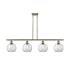 Innovations Lighting Athens 4 Light 48" Wide Linear Pendant with Shade Antique Brass / Clear