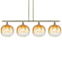 Innovations Lighting Brookhaven Sphere 4 Light 49" Wide Linear Pendant Antique Brass / Amber