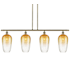 Innovations Lighting Brookhaven Flute 4 Light 48" Wide Linear Pendant Antique Brass / Amber
