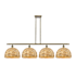 Innovations Lighting Woven Rattan 4 Light 50" Wide Linear Pendant Antique Brass / Natural