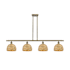 Innovations Lighting Woven Rattan 4 Light 48" Wide Linear Pendant Antique Brass / Natural