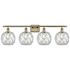 Innovations Lighting Farmhouse Rope 4 Light 38" Wide Vanity Light Antique Brass / Clear Glass with White Rope