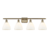 Innovations Lighting Bristol Glass 4 Light 38" Wide Vanity Light Antique Brass / Matte White