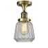 Innovations Lighting Chatham Single Light 7" Wide Semi-Flush Ceiling Fixture Antique Brass / Clear Fluted