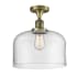 Innovations Lighting X-Large Bell 12" Wide Semi-Flush Ceiling Fixture with 12" Height Antique Brass / Clear
