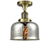 Innovations Lighting Large Bell 8" Wide Semi-Flush Ceiling Fixture Antique Brass / Silver Mercury