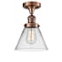 Innovations Lighting Large Cone 8" Wide Semi-Flush Ceiling Fixture Antique Copper / Clear