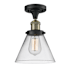 Innovations Lighting Large Cone 8" Wide Semi-Flush Ceiling Fixture Black Antique Brass / Clear