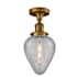 Innovations Lighting Geneseo Single Light 6-1/2" Wide Semi-Flush Ceiling Fixture Brushed Brass / Clear Crackle