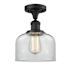 Innovations Lighting Large Bell 8" Wide Semi-Flush Ceiling Fixture Matte Black / Clear