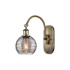 Innovations Lighting Athens Deco Swirl 12" Tall Gooseneck Wall Sconce Antique Brass / Light Smoke Deco Swirl