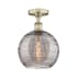 Innovations Lighting Athens Deco Swirl 10" Wide Semi-Flush Ceiling Fixture Antique Brass / Light Smoke Deco Swirl