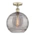 Innovations Lighting Athens Deco Swirl 12" Wide Semi-Flush Ceiling Fixture Antique Brass / Light Smoke Deco Swirl