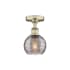 Innovations Lighting Athens Deco Swirl 6" Wide Semi-Flush Ceiling Fixture Antique Brass / Light Smoke Deco Swirl