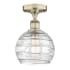 Innovations Lighting Athens Deco Swirl 8" Wide Semi-flush Globe Ceiling Fixture Antique Brass / Clear Deco Swirl