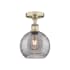 Innovations Lighting Athens Deco Swirl 8" Wide Semi-Flush Ceiling Fixture Antique Brass / Light Smoke Deco Swirl