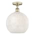 Innovations Lighting White Mouchette 12" Wide Semi-Flush Ceiling Fixture Antique Brass / White Mouchette