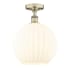 Innovations Lighting White Venetian 12" Wide Semi-Flush Ceiling Fixture Antique Brass / White Venetian