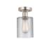 Innovations Lighting Cobbleskill 5" Wide Semi-Flush Ceiling Fixture Brushed Satin Nickel / Clear