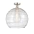 Innovations Lighting Athens 14" Wide Semi-Flush Globe Ceiling Fixture Brushed Satin Nickel / Clear Deco Swirl
