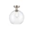 Innovations Lighting Athens 10" Wide Semi-Flush Globe Ceiling Fixture Brushed Satin Nickel / Clear