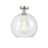 Innovations Lighting Athens 12" Wide Semi-Flush Globe Ceiling Fixture Brushed Satin Nickel / Clear