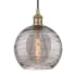 Innovations Lighting Athens Deco Swirl 10" Wide Cord-Hung Mini Pendant Antique Brass / Light Smoke Deco Swirl