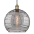 Innovations Lighting Athens Deco Swirl 14" Wide Cord-Hung Pendant Antique Brass / Light Smoke Deco Swirl