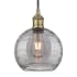 Innovations Lighting Athens Deco Swirl 8" Wide Cord-Hung Mini Pendant Antique Brass / Light Smoke Deco Swirl