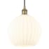 Innovations Lighting White Venetian 12" Wide Cord-Hung Pendant Antique Brass