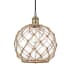 Innovations Lighting Farmhouse 10" Wide Pendant Antique Brass / Clear Glass / Brown Rope
