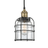 Innovations Lighting Bell Cage 6" Wide Cage Mini Pendant Black Antique Brass / Clear