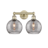 Innovations Lighting Athens Deco Swirl 2 Light 17" Wide Vanity Light Antique Brass / Light Smoke Deco Swirl