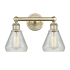 Innovations Lighting Conesus 2 Light 15" Wide Vanity Light Antique Brass / Clear Crackle