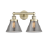 Innovations Lighting Cone 2 Light 16" Wide Vanity Light Antique Brass / Plated Smoke