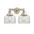 Innovations Lighting Bell 2 Light 16" Wide Vanity Light Antique Brass / Clear