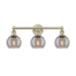 Innovations Lighting Athens Deco Swirl 3 Light 24" Wide Vanity Light Antique Brass / Light Smoke Deco Swirl