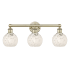 Innovations Lighting White Mouchette 3 Light 24" Wide Vanity Light Antique Brass