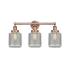 Innovations Lighting Stanton 3 Light 24" Wide Vanity Light Antique Copper / Clear Wire Mesh
