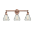 Innovations Lighting Conesus 3 Light 24" Wide Vanity Light Antique Copper / Clear Crackle