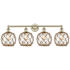 Innovations Lighting Farmhouse Rope 4 Light 35" Wide Vanity Light Antique Brass / Clear Glass with Brown Rope