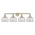 Innovations Lighting Bell 4 Light 34" Wide Vanity Light Antique Brass / Clear