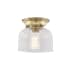 Innovations Lighting Large Bell 8" Wide Convertible Flush Mount Ceiling Fixture / Convertible to Wall Sconce Antique Brass / Clear
