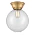 Innovations Lighting Beacon 10" Wide Semi-Flush Globe Ceiling Fixture Brushed Brass / Clear