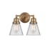 Innovations Lighting Cone 2 Light 14" Wide Vanity Light Brushed Brass / Clear