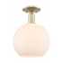 Innovations Lighting Athens 10" Wide Semi-Flush Globe Ceiling Fixture Antique Brass / Matte White