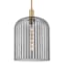 Innovations Lighting Bridal Veil 12" Wide Pendant with Light Smoke, Ribbed Glass Shade Brushed Brass