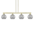 Innovations Lighting Athens Deco Swirl 4 Light 51" Wide Linear Pendant Antique Brass / Light Smoke Deco Swirl