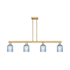 Innovations Lighting Bridal Veil 4 Light 48" Wide Linear Pendant Brushed Brass / Blue
